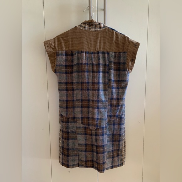 🇨🇦Upcycled Plaid Flannel cowl-neck tunic dress - Picture 3 of 12